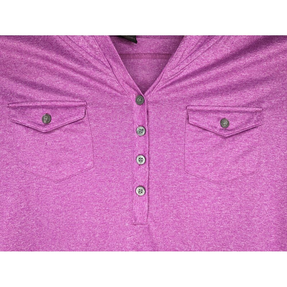 Marmot Womens Laura Hooded Button Shirt Large Purple Henley‎ Pullover Roll Tab - Picture 5 of 13